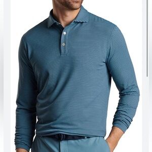 Peter Millar Lyons Striped Performance Long Sleeve Polo Shirt